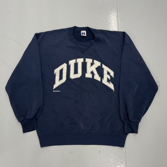 Vintage 90s Duke University Navy Russell Athletic Sweatshirt - Picture 1 of 5